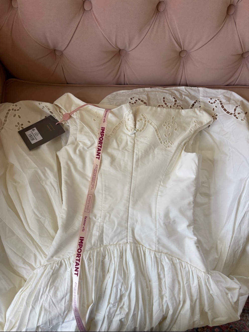 House of CB Lauren dress, Size Small (S) (white cotton/eyelet midi dress) - Picture 4 of 5
